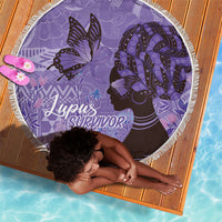Lupus Awareness Afro Girl - Proud Survivor Beach Blanket Ankara Pattern