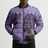 Lupus Awareness Afro Girl - Proud Survivor Bomber Puffer Jacket Ankara Pattern