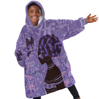 Lupus Awareness Afro Girl - Proud Survivor Kid Wearable Blanket Hoodie Ankara Pattern