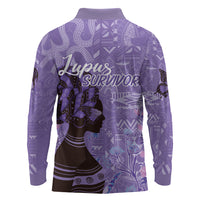 Lupus Awareness Afro Girl - Proud Survivor Long Sleeve Polo Shirt Ankara Pattern