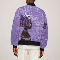 Lupus Awareness Afro Girl - Proud Survivor Sleeve Zip Bomber Jacket Ankara Pattern