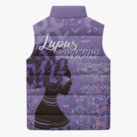 Lupus Awareness Afro Girl - Proud Survivor Sleeveless Puffer Jacket Ankara Pattern