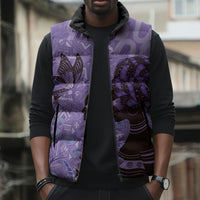 Lupus Awareness Afro Girl - Proud Survivor Sleeveless Puffer Jacket Ankara Pattern