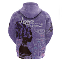 Lupus Awareness Afro Girl - Proud Survivor Zip Hoodie Ankara Pattern