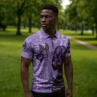 Lupus Awareness Afro Girl - Proud Survivor Zipper Polo Shirt Ankara Pattern