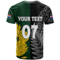 Personalised New Zealand Mix South Africa Rugby T Shirt Protea Vs. Silver Ferns - Wonder Print Shop
