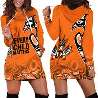 Canada Indigenous Hoodie Dress Aboriginal Bird Art - Every Child Matters - Wonder Print Shop
