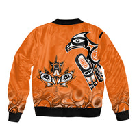 Canada Indigenous Sleeve Zip Bomber Jacket Aboriginal Bird Art - Every Child Matters - Wonder Print Shop