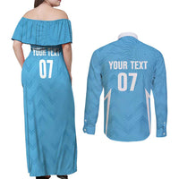 Uruguay Football 2024 Custom Couples Matching Off Shoulder Maxi Dress and Long Sleeve Button Shirt Los Charruas Sol de Mayo Ornamental Style LT7 - Wonder Print Shop