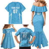 Uruguay Football 2024 Custom Family Matching Mermaid Dress and Hawaiian Shirt Los Charruas Sol de Mayo Ornamental Style LT7 - Wonder Print Shop