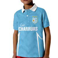 Uruguay Football 2024 Custom Kid Polo Shirt Los Charruas Sol de Mayo Ornamental Style - Wonder Print Shop