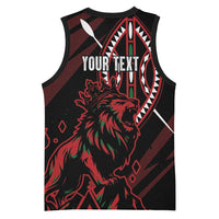 Kenya King Lion Personalized Basketball Jersey Stylized Maasai Shield - Wonder Print Shop