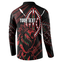 Kenya King Lion Personalized Button Sweatshirt Stylized Maasai Shield - Wonder Print Shop