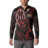 Kenya King Lion Personalized Button Sweatshirt Stylized Maasai Shield - Wonder Print Shop