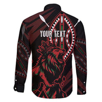 Kenya King Lion Personalized Family Matching Long Sleeve Bodycon Dress and Hawaiian Shirt Stylized Maasai Shield - Wonder Print Shop