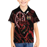 Kenya King Lion Personalized Family Matching Long Sleeve Bodycon Dress and Hawaiian Shirt Stylized Maasai Shield - Wonder Print Shop
