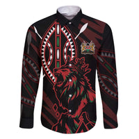 Kenya King Lion Personalized Family Matching Off The Shoulder Long Sleeve Dress and Hawaiian Shirt Stylized Maasai Shield - Wonder Print Shop