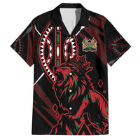 Kenya King Lion Personalized Family Matching Off Shoulder Short Dress and Hawaiian Shirt Stylized Maasai Shield - Wonder Print Shop