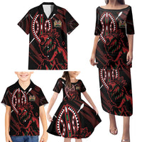 Kenya King Lion Personalized Family Matching Puletasi and Hawaiian Shirt Stylized Maasai Shield - Wonder Print Shop