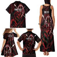 Kenya King Lion Personalized Family Matching Tank Maxi Dress and Hawaiian Shirt Stylized Maasai Shield - Wonder Print Shop