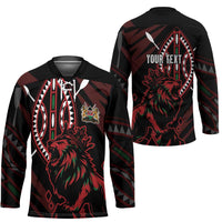 Kenya King Lion Personalized Hockey Jersey Stylized Maasai Shield - Wonder Print Shop