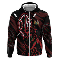 Kenya King Lion Personalized Hoodie Stylized Maasai Shield - Wonder Print Shop