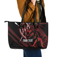 Kenya King Lion Personalized Leather Tote Bag Stylized Maasai Shield - Wonder Print Shop