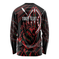 Kenya King Lion Personalized Long Sleeve Shirt Stylized Maasai Shield - Wonder Print Shop