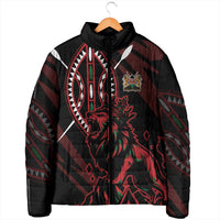Kenya King Lion Personalized Padded Jacket Stylized Maasai Shield - Wonder Print Shop