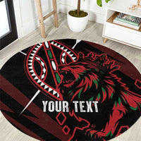 Kenya King Lion Personalized Round Carpet Stylized Maasai Shield - Wonder Print Shop