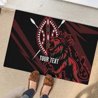 Kenya King Lion Personalized Rubber Doormat Stylized Maasai Shield - Wonder Print Shop