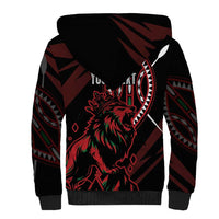 Kenya King Lion Personalized Sherpa Hoodie Stylized Maasai Shield - Wonder Print Shop