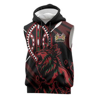 Kenya King Lion Personalized Sleeveless Hoodie Stylized Maasai Shield - Wonder Print Shop