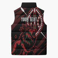 Kenya King Lion Personalized Sleeveless Puffer Jacket Stylized Maasai Shield - Wonder Print Shop