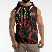 Kenya King Lion Personalized Sleeveless Zip Hoodie Stylized Maasai Shield - Wonder Print Shop