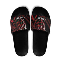 Kenya King Lion Personalized Slide Sandals Stylized Maasai Shield - Wonder Print Shop
