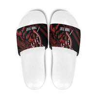 Kenya King Lion Personalized Slide Sandals Stylized Maasai Shield - Wonder Print Shop