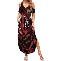 Kenya King Lion Personalized Summer Maxi Dress Stylized Maasai Shield - Wonder Print Shop