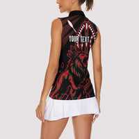 Kenya King Lion Personalized Women Sleeveless Polo Shirt Stylized Maasai Shield - Wonder Print Shop