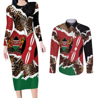 Kenya Grunge Couples Matching Long Sleeve Bodycon Dress and Long Sleeve Button Shirt Mix Animal Skin Pattern - Wonder Print Shop