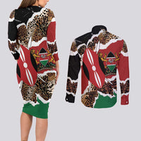 Kenya Grunge Couples Matching Long Sleeve Bodycon Dress and Long Sleeve Button Shirt Mix Animal Skin Pattern - Wonder Print Shop