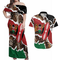 Kenya Grunge Couples Matching Off Shoulder Maxi Dress and Hawaiian Shirt Mix Animal Skin Pattern - Wonder Print Shop