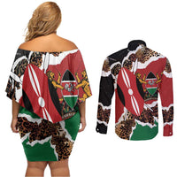 Kenya Grunge Couples Matching Off Shoulder Short Dress and Long Sleeve Button Shirt Mix Animal Skin Pattern - Wonder Print Shop