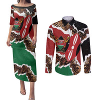 Kenya Grunge Couples Matching Puletasi and Long Sleeve Button Shirt Mix Animal Skin Pattern - Wonder Print Shop