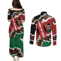 Kenya Grunge Couples Matching Puletasi and Long Sleeve Button Shirt Mix Animal Skin Pattern - Wonder Print Shop