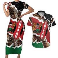 Kenya Grunge Couples Matching Short Sleeve Bodycon Dress and Hawaiian Shirt Mix Animal Skin Pattern - Wonder Print Shop