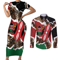 Kenya Grunge Couples Matching Short Sleeve Bodycon Dress and Long Sleeve Button Shirt Mix Animal Skin Pattern - Wonder Print Shop