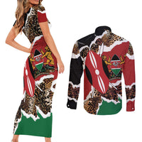 Kenya Grunge Couples Matching Short Sleeve Bodycon Dress and Long Sleeve Button Shirt Mix Animal Skin Pattern - Wonder Print Shop