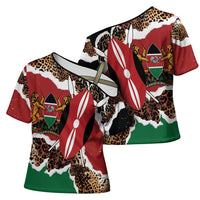 Kenya Grunge Cross Shoulder Shirt Mix Animal Skin Pattern - Wonder Print Shop