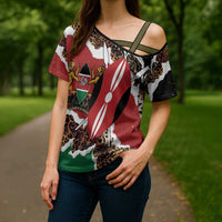 Kenya Grunge Cross Shoulder Shirt Mix Animal Skin Pattern - Wonder Print Shop